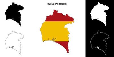 Huelva province outline map set vector
