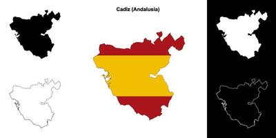 Cadiz province outline map set vector