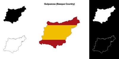 Guipuzcoa province outline map set vector