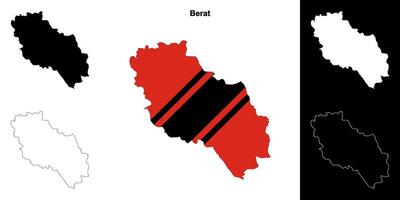 Berat county outline map set vector