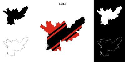 Lezhe county outline map set vector