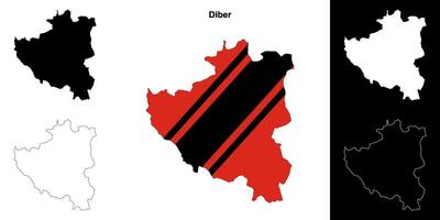 Diber county outline map set vector