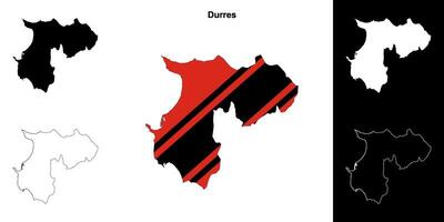 Durres county outline map set vector