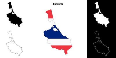 Songkhla provincia contorno mapa conjunto vector