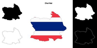 Chai Nat province outline map set vector