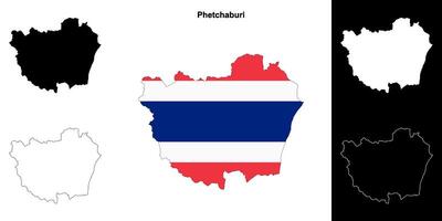 Phetchaburi provincia contorno mapa conjunto vector