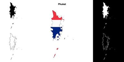Phuket province outline map set vector