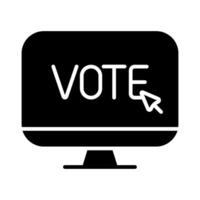 monitor con votar texto icono. elecciones, votar, cheque sellos, votación, candidato, votante, votación estación, presidente, parlamento, electrónico votación, debate, elección campaña. vector