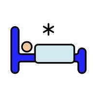 Illness set icon. Patient in bed, pillow, star symbol, indicating sickness, treatment, rest, healthcare, hospital stay, medical care, recovery, virus, infection, flu, fever, diagnosis. vector