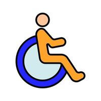 Disability line icon. Person in wheelchair, accessibility, reserved parking, mobility aid, inclusive design, handicap spot, support, special needs. vector