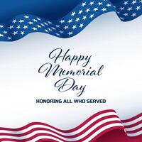 Memorial day background design with american flag vector