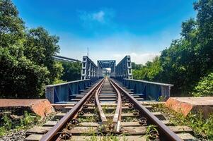 a large steel truss bridge for a single track railway in Indonesia photo