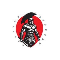 Bold Spartan Warrior in Red Circle - Symbol of Strength and Determination, Embodying Resilience and Courage vector