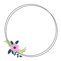 Simple floral design elements, frames, labels in flat cartoon style. vector