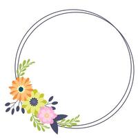 Simple floral design elements, frames, labels in flat cartoon style. vector