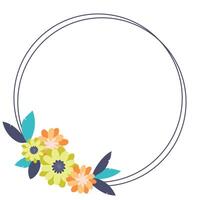 Simple floral design elements, frames, labels in flat cartoon style. vector