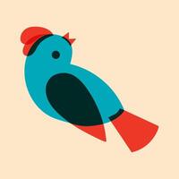 Bird design in simple, folk, geometric style. illustration in a minimalist style with Riso print effect. Design element for advertising, posters, prints for clothing, banners, covers vector