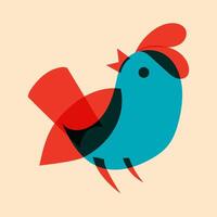 Bird design in simple, folk, geometric style. illustration in a minimalist style with Riso print effect. Design element for advertising, posters, prints for clothing, banners, covers vector