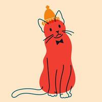 Cat. Avatar, badge, poster, logo templates, print. illustration in a minimalist style with Riso print effect. Flat cartoon style vector