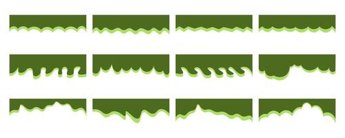 conjunto de divisores forma plantillas. moderno separador encabezamiento para sitio web y aplicación curva líneas, ola colección de resumen diseño elemento para parte superior y fondo página web sitio vector