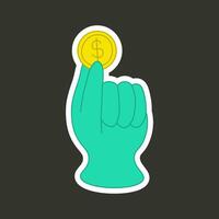 Hand showing gesture. Sticker. Colored flat style. illustration vector