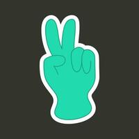 Hand showing gesture. Sticker. Colored flat style. illustration vector