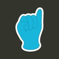 Hand showing gesture. Sticker. Colored flat style. illustration vector