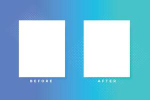 comparison before and after photo frame blue gradient background vector