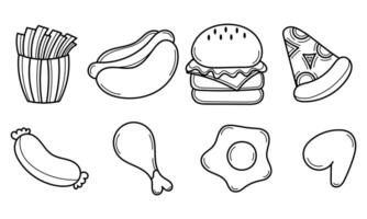 collection of fast food hand drawing vector