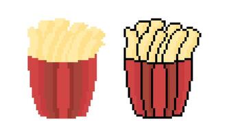 pixel french fries illustration vector