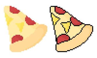 pixel pizza illustration vector