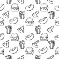 fast food hand drawn seamless pattern vector