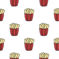 pixel french fries seamless pattern with outline vector
