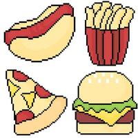 fast food with pixel theme with outline vector