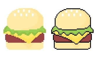 pixel burger illustration vector