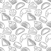 Seamless pattern of hand drawn cakes vector