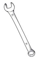 Black and white hand drawn wrench illustration vector