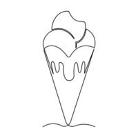 continuous one line summer ice cream fresh name logo dessert hand drawn illustration . Continuous One line ice cream outline art illustration vector