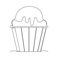 continuous one line summer ice cream fresh name logo dessert hand drawn illustration . Continuous One line ice cream outline art illustration vector