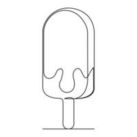 continuous one line summer ice cream fresh name logo dessert hand drawn illustration . Continuous One line ice cream outline art illustration vector