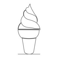 continuous one line summer ice cream fresh name logo dessert hand drawn illustration . Continuous One line ice cream outline art illustration vector