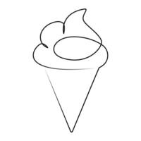 continuous one line summer ice cream fresh name logo dessert hand drawn illustration . Continuous One line ice cream outline art illustration vector
