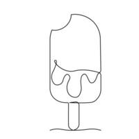 continuous one line summer ice cream fresh name logo dessert hand drawn illustration . Continuous One line ice cream outline art illustration vector