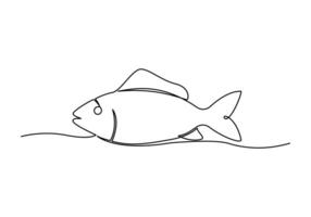 continuous out line art of Beautiful aesthetic sea fish art One line goldfish illustration vector