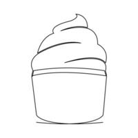 continuous one line summer ice cream fresh name logo dessert hand drawn illustration . Continuous One line ice cream outline art illustration vector