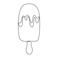 continuous one line summer ice cream fresh name logo dessert hand drawn illustration . Continuous One line ice cream outline art illustration vector