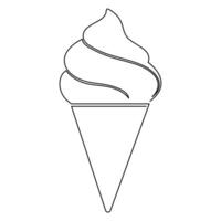 continuous one line summer ice cream fresh name logo dessert hand drawn illustration . Continuous One line ice cream outline art illustration vector