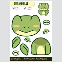 illustration of a cute frog for kids educational paper cut and glue game vector