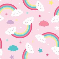 Rainbow seamless pattern on a pink background vector