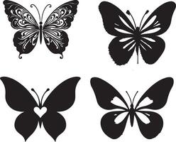 Butterfly silhouettes collection, illustration isolated on white background vector